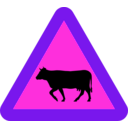 download Warning Cows Roadsign clipart image with 270 hue color