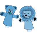 download Puppets clipart image with 180 hue color