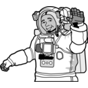 download Smiling Astronaut clipart image with 180 hue color