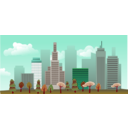download City Skyline clipart image with 315 hue color