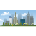 download City Skyline clipart image with 0 hue color