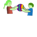 download Children Sharing A Ball clipart image with 45 hue color