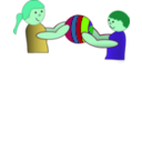 download Children Sharing A Ball clipart image with 90 hue color