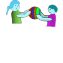 download Children Sharing A Ball clipart image with 135 hue color