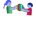 download Children Sharing A Ball clipart image with 180 hue color
