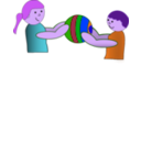 download Children Sharing A Ball clipart image with 225 hue color