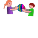 download Children Sharing A Ball clipart image with 315 hue color