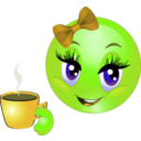 download Girl Drink Tea Smiley Emoticon clipart image with 45 hue color