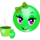 download Girl Drink Tea Smiley Emoticon clipart image with 90 hue color