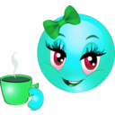 download Girl Drink Tea Smiley Emoticon clipart image with 135 hue color