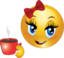 Girl Drink Tea Smiley Emoticon