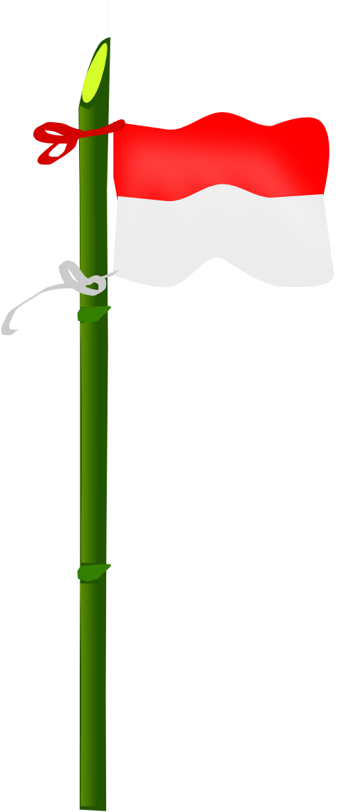 Bamboo And Indonesian Flag