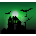 download Spooky House clipart image with 270 hue color
