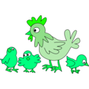 download Hen With Three Chicken clipart image with 90 hue color