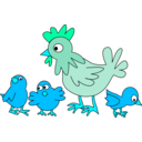 download Hen With Three Chicken clipart image with 135 hue color