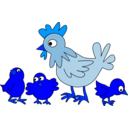 download Hen With Three Chicken clipart image with 180 hue color