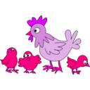 download Hen With Three Chicken clipart image with 270 hue color