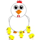 download Funny Chicken And Chicks Cartoon clipart image with 0 hue color