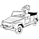 download Boy Driving Car Cartoon clipart image with 180 hue color