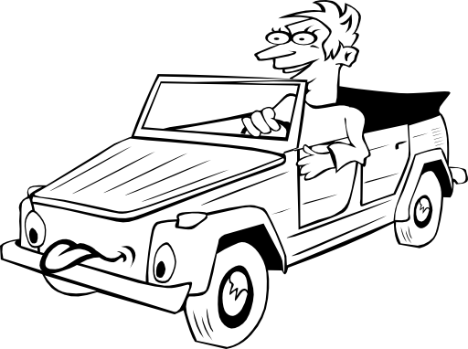 Boy Driving Car Cartoon