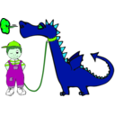 download Dragon On A Leash clipart image with 90 hue color
