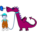 download Dragon On A Leash clipart image with 180 hue color