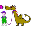 download Dragon On A Leash clipart image with 270 hue color