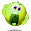 download Smiley Terrified Pink Emoticon clipart image with 90 hue color