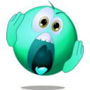 download Smiley Terrified Pink Emoticon clipart image with 180 hue color