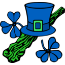 download Hat And Shillelagh Colour clipart image with 90 hue color