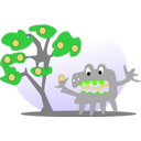 download Tree With Apples And A Monster clipart image with 45 hue color