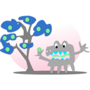 download Tree With Apples And A Monster clipart image with 135 hue color