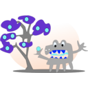 download Tree With Apples And A Monster clipart image with 180 hue color