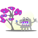 download Tree With Apples And A Monster clipart image with 225 hue color