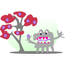 download Tree With Apples And A Monster clipart image with 270 hue color