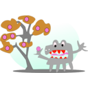 download Tree With Apples And A Monster clipart image with 315 hue color