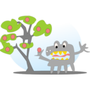 download Tree With Apples And A Monster clipart image with 0 hue color