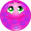 download Face Kissing Smiley Emoticon clipart image with 270 hue color