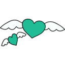 download Flying Hearts clipart image with 180 hue color