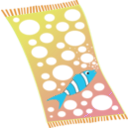 download Towel Blue With White Bubbles And Red Fish With White Strips clipart image with 180 hue color