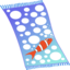 Towel Blue With White Bubbles And Red Fish With White Strips