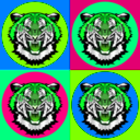 download Tiger Pop Art clipart image with 90 hue color