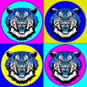 download Tiger Pop Art clipart image with 180 hue color