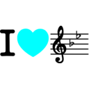 download I Love Music I Heart Bflat clipart image with 180 hue color