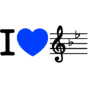 download I Love Music I Heart Bflat clipart image with 225 hue color