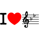 download I Love Music I Heart Bflat clipart image with 0 hue color