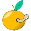download Red Apple With A Worm clipart image with 45 hue color