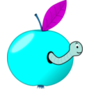 download Red Apple With A Worm clipart image with 180 hue color