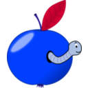 download Red Apple With A Worm clipart image with 225 hue color