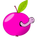 download Red Apple With A Worm clipart image with 315 hue color